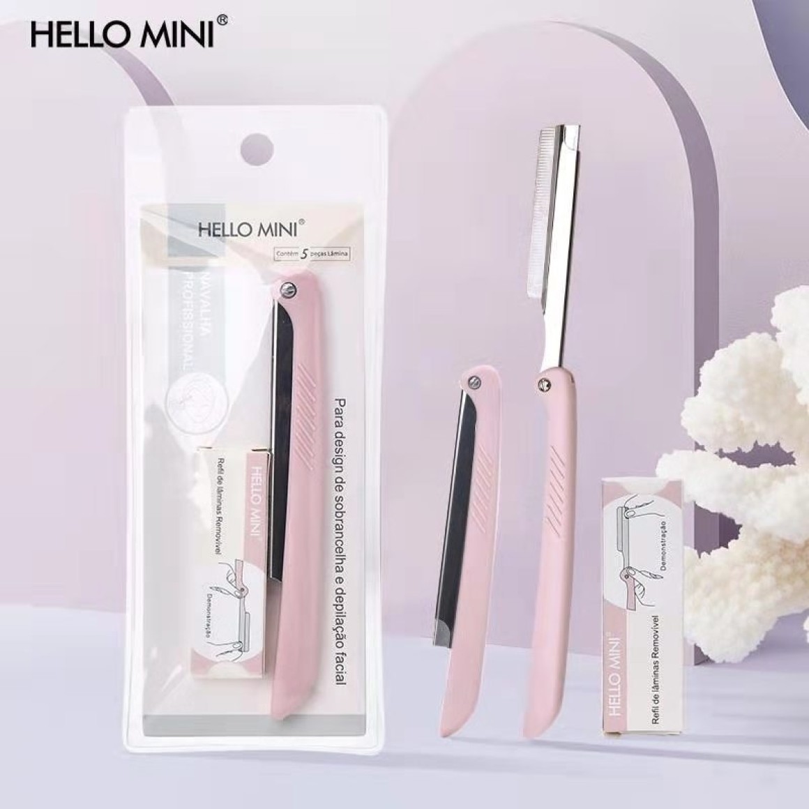 NAVALHA PROFISSIONAL PARA DESIGN DE SOBRANCELHA HELLO MINI