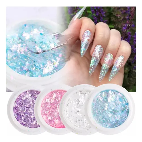 KIT DECORACAO P/ UNHAS (6 GLITTER E 3 APLICADORES)