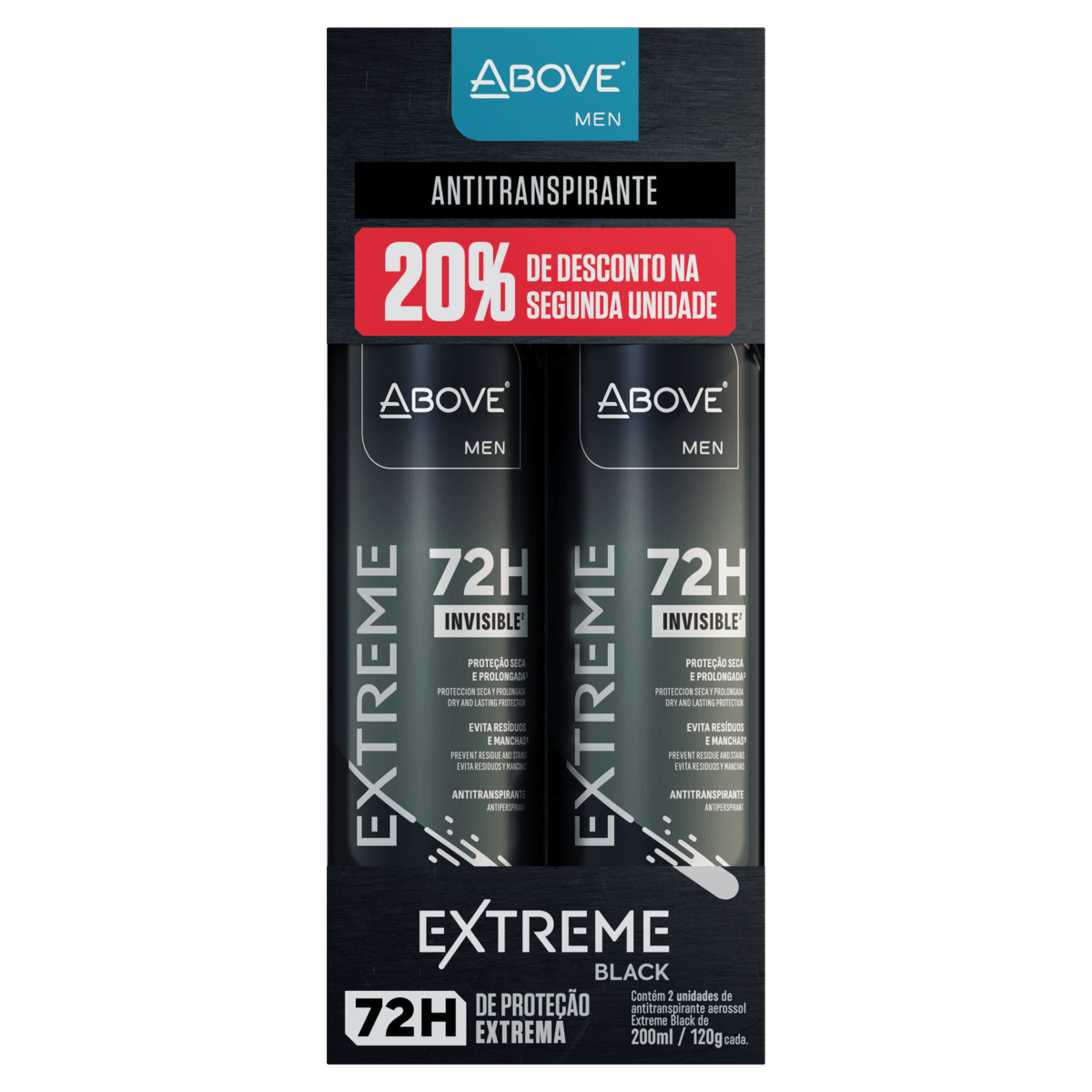 PACKS DEO ANT.ABOVE DUO EXTREME BLACK 200ML